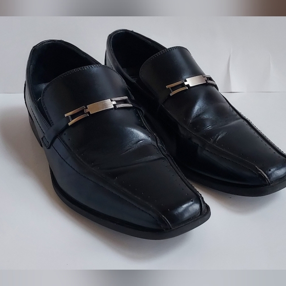 Stacy Adams Cade Bike Toe Black Slip-On Leather Dress Shoes 20126-001 11M - Picture 2 of 11